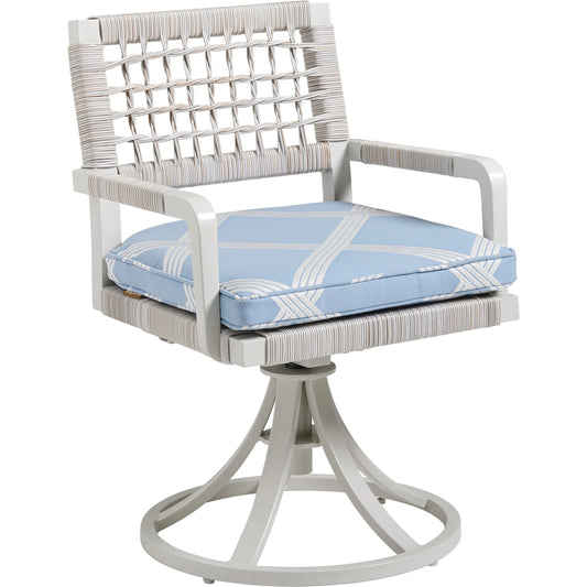 Seabrook Swivel Rocker Arm Chair by Tommy Bahama Outdoor in oyster white. Made from unique in a cottage & farmhouse style.