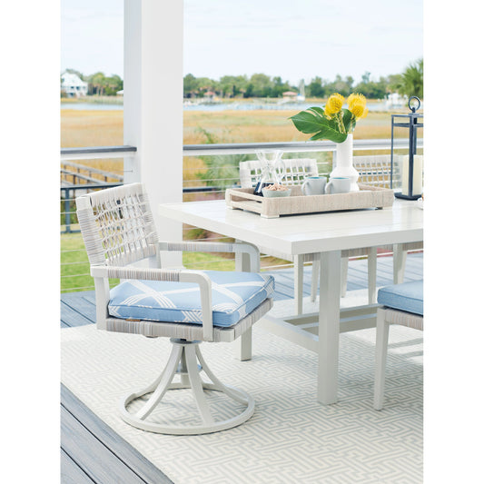 Seabrook Swivel Rocker Arm Chair by Tommy Bahama Outdoor in oyster white. Made from unique in a cottage & farmhouse style.