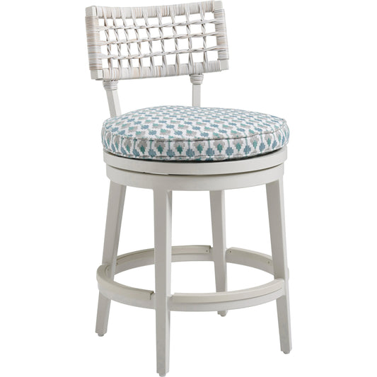 Seabrook Swivel Counter Stool by Tommy Bahama Outdoor in oyster white. Made from unique in a coastal style.