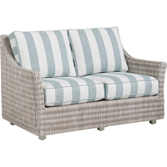 Seabrook Loveseat by Tommy Bahama Outdoor in oyster white. Made from unique in a coastal style.