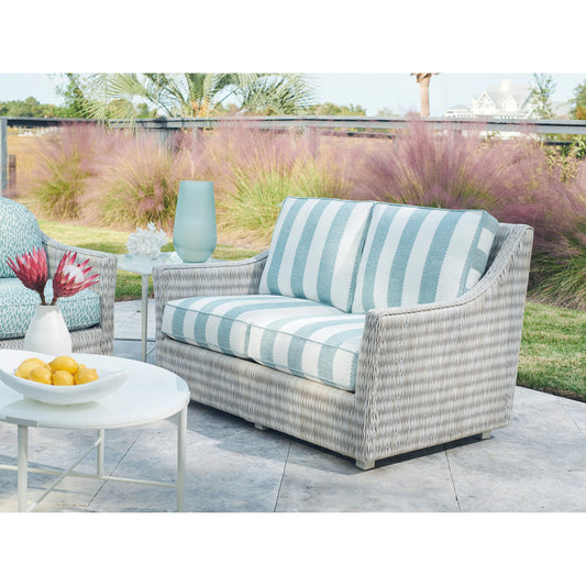 Seabrook Loveseat by Tommy Bahama Outdoor in oyster white. Made from unique in a coastal style.