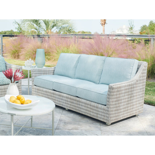 Seabrook Sofa by Tommy Bahama Outdoor in oyster white. Made from unique in a coastal style.