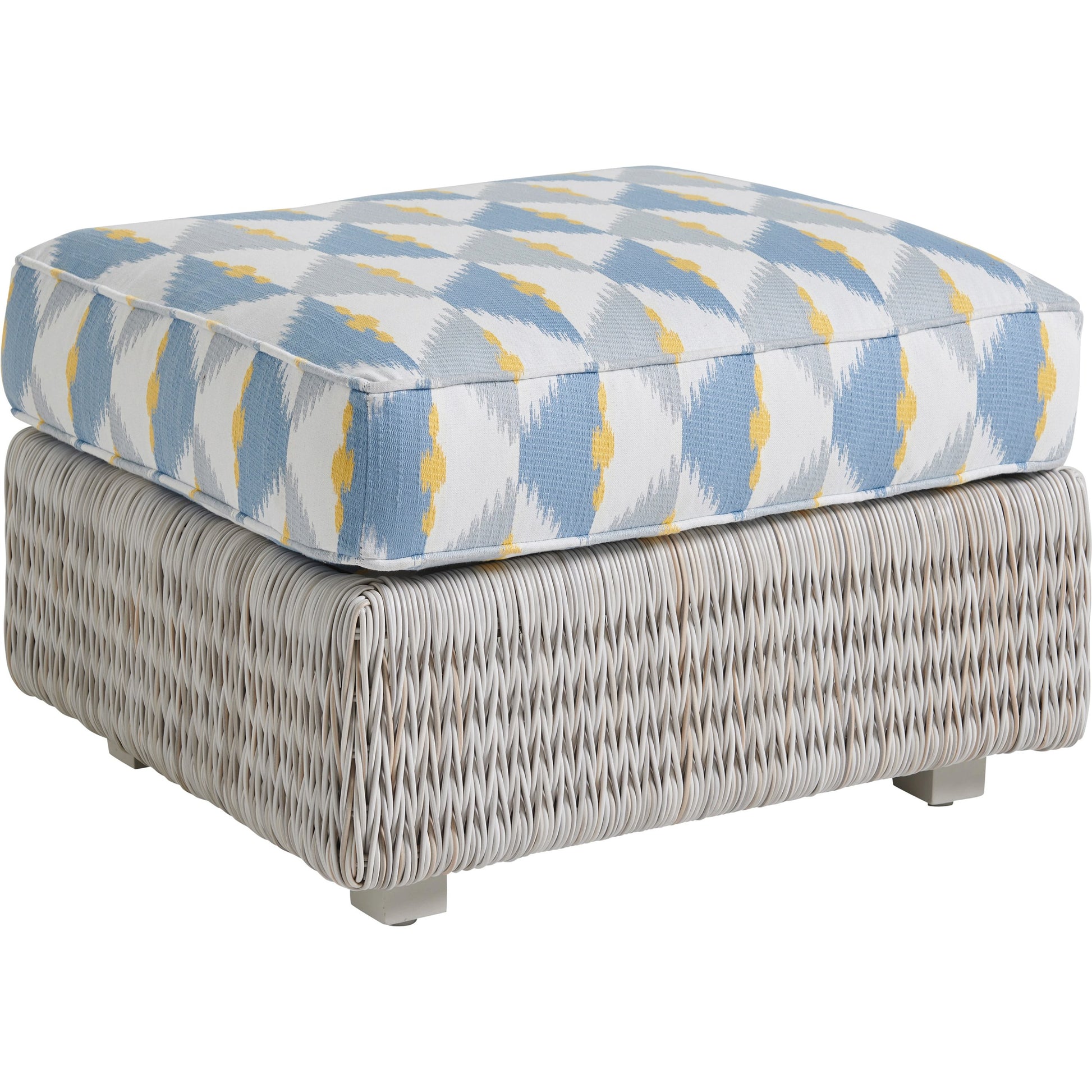 Seabrook Ottoman by Tommy Bahama Outdoor in oyster white. Made from unique in a coastal style.
