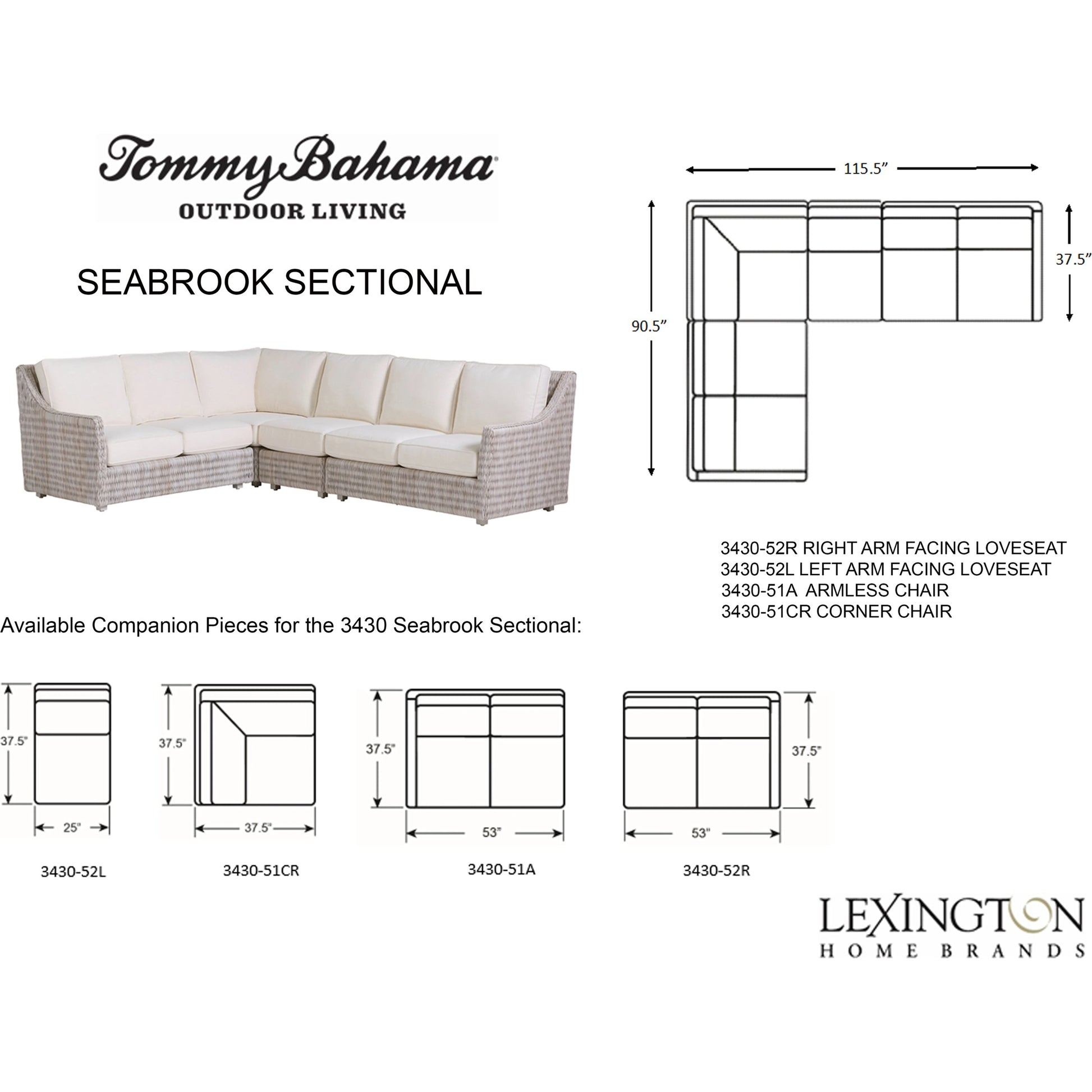 Seabrook Sectional by Tommy Bahama Outdoor in oyster white. Made from unique in a modern style.