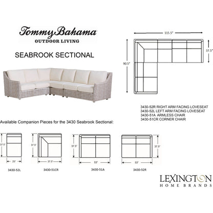 Seabrook Sectional by Tommy Bahama Outdoor in oyster white. Made from unique in a modern style.