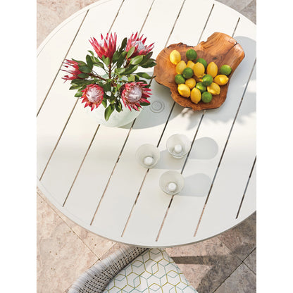 Seabrook Round Dining Table by Tommy Bahama Outdoor in oyster white. Made from unique in a modern style.