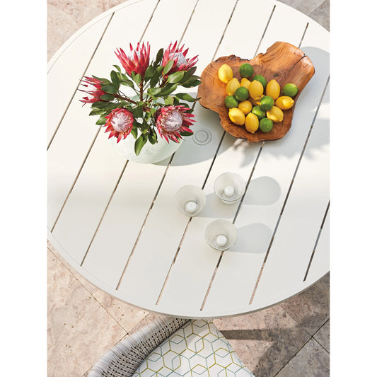 Seabrook Round Dining Table by Tommy Bahama Outdoor in oyster white. Made from unique in a modern style.