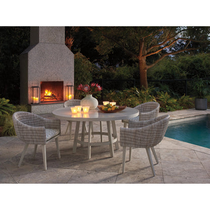 Seabrook Round Dining Table by Tommy Bahama Outdoor in oyster white. Made from unique in a modern style.