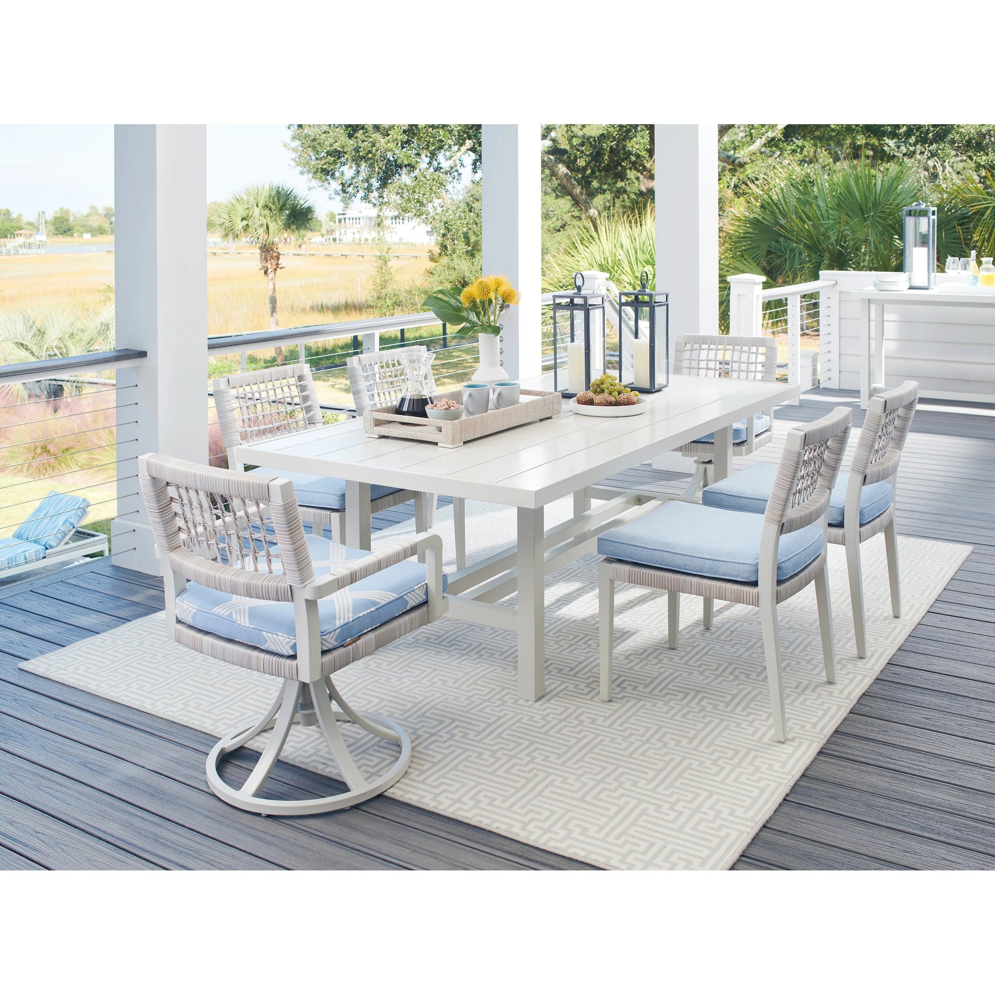 Seabrook Dining Table by Tommy Bahama Outdoor in oyster white. Made from unique in a modern style.