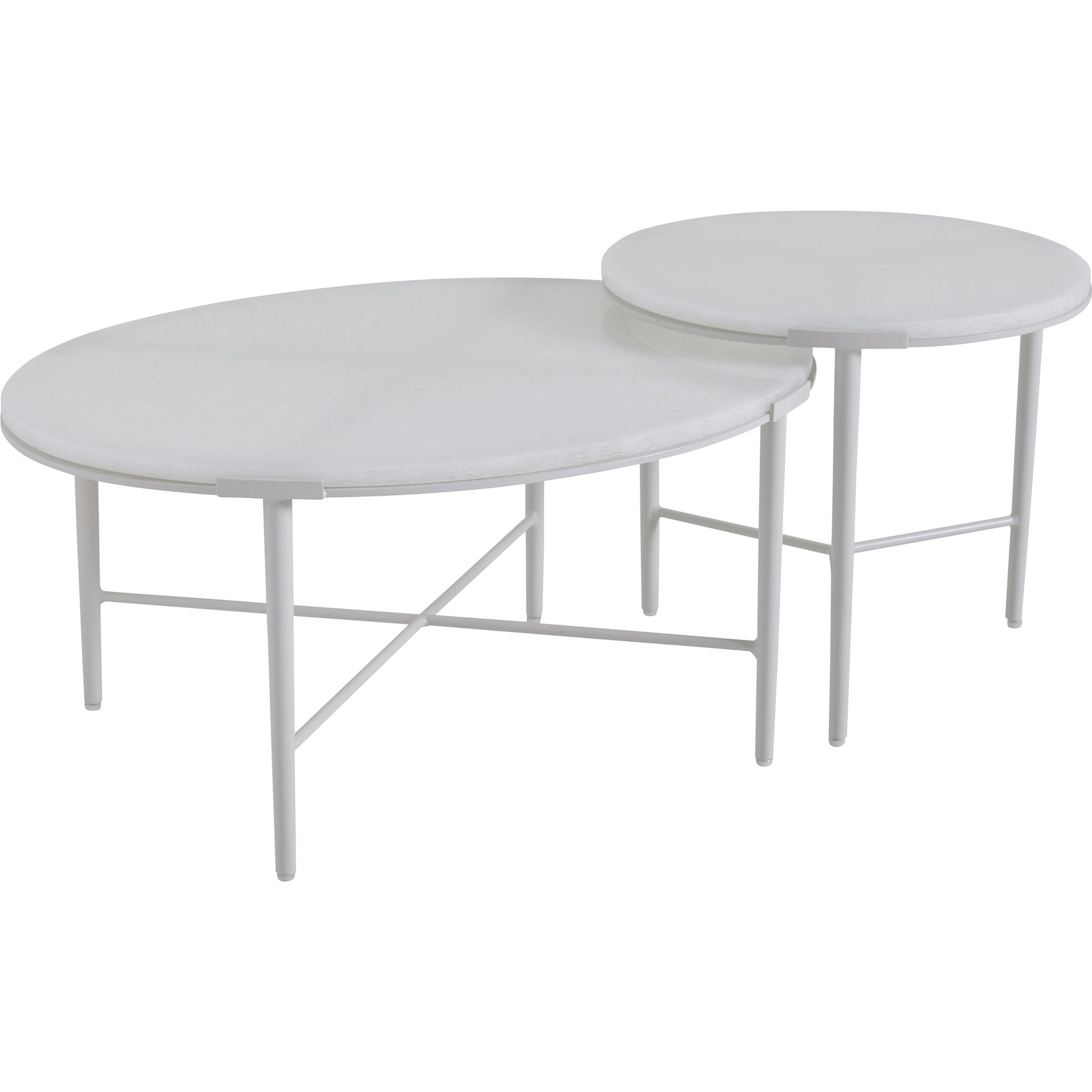 Seabrook Bunching Cocktail Table by Tommy Bahama Outdoor in oyster white. Made from unique in a modern style.