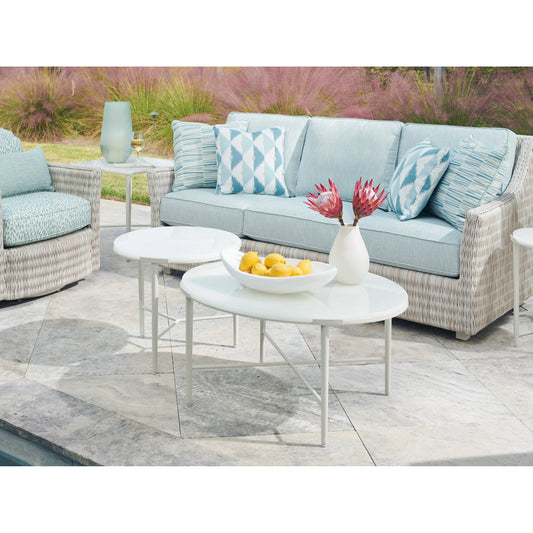 Seabrook Bunching Cocktail Table by Tommy Bahama Outdoor in oyster white. Made from unique in a modern style.