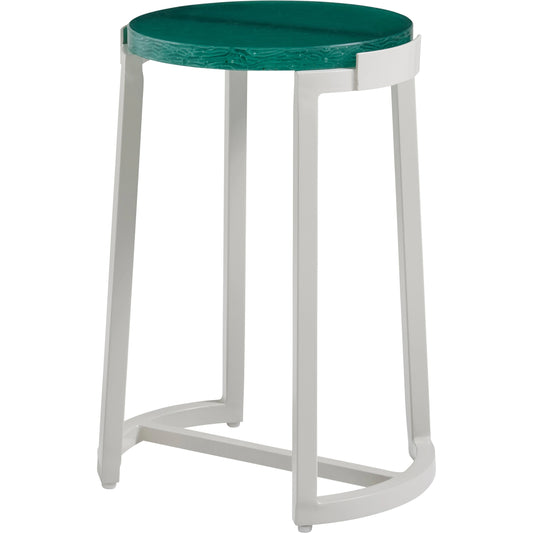 Seabrook Accent Table by Tommy Bahama Outdoor in aquamarine and oyster white. Made from unique in a modern style.
