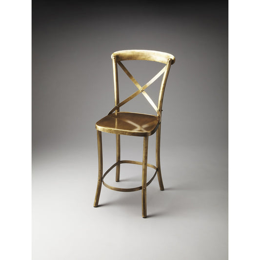 Bar Stool by Butler Specialty Company in gold and industrial chic. Made from iron in a modern style.