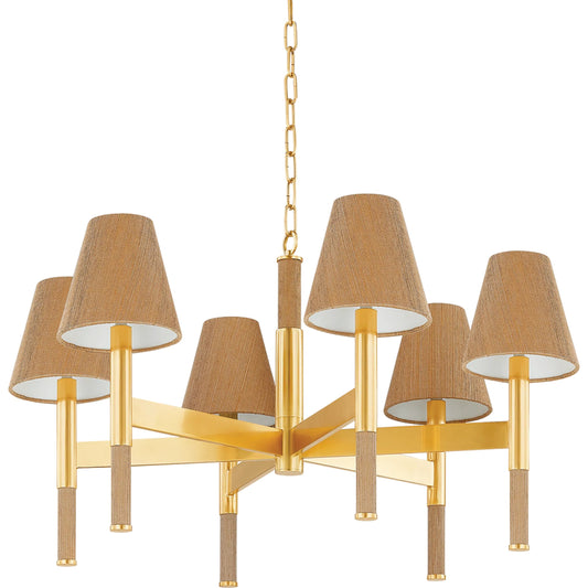 Lindenwood Chandelier by Hudson Valley in aged brass. Made from steel in a unique style.