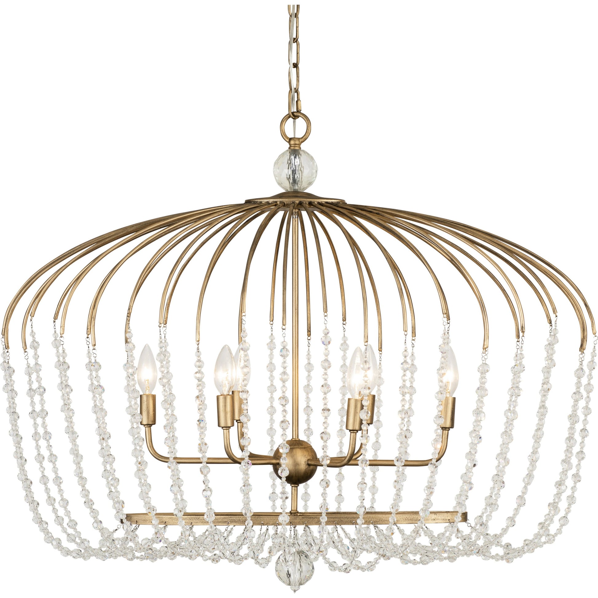 Voliere Crystal Oval Pendant by Varaluz in havana gold. Made from premium quality optic crystal in a transitional style.