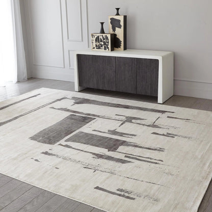 Edifice Rug by Global Views in cream, charcoal. Made from 80% viscose, 20% cotton (backing) in a unique style.
