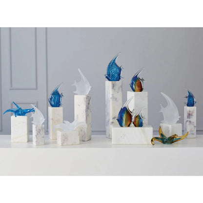 5" Marble Mini Pedestal/Riser by Global Views in natural. Made from white banswara marble in a modern style.
