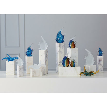 4" Marble Mini Pedestals by Global Views. Made from white banswara marble in a transitional style.