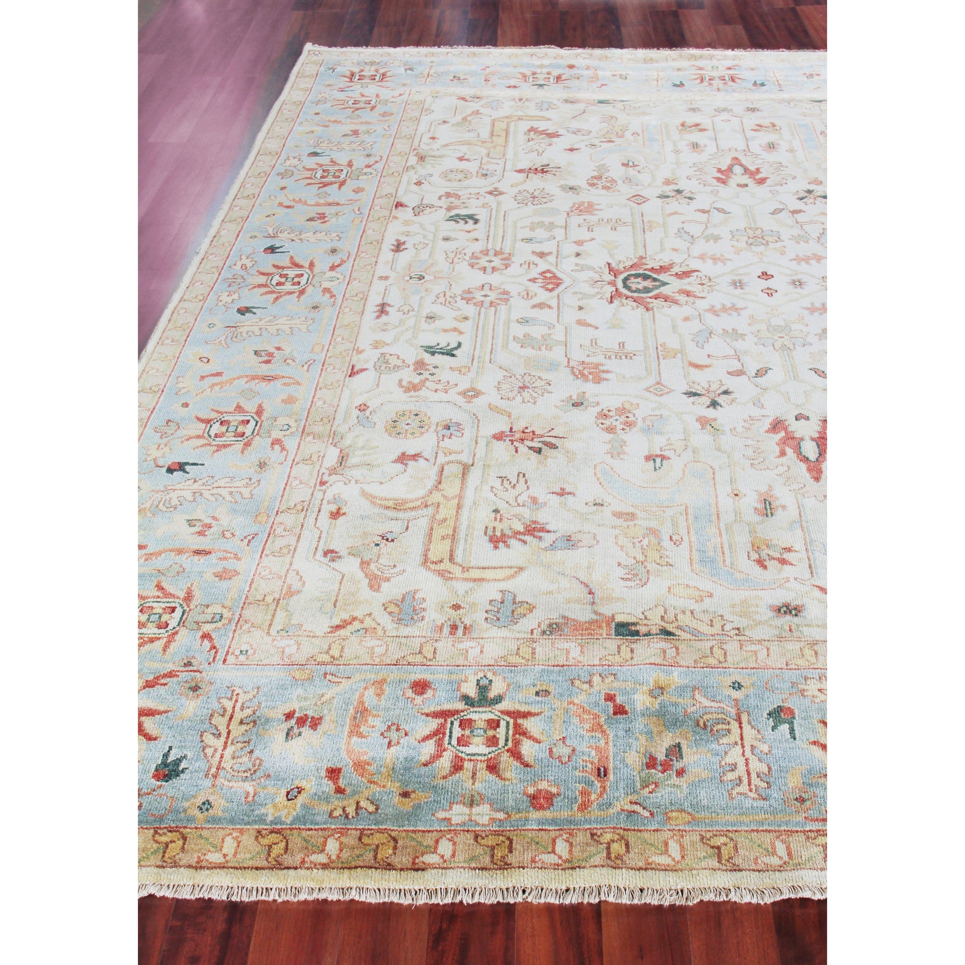 Antique Weave Serapi 3447 Rug by Exquisite Rugs in ivory, light blue. Made from new zealand wool in a unique style.