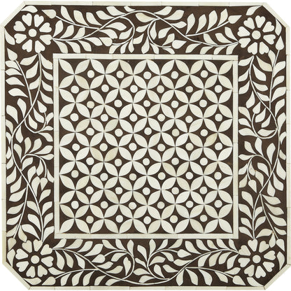 Bone Inlay Side Table by Butler Specialty Company in light brown and brown bone inlay. Made from select wood solids, mdf, resin, bone inlay in a modern style.