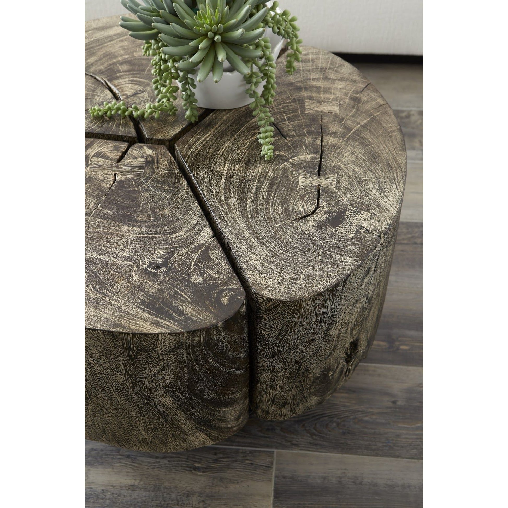 Clover Gray Stone Coffee Table by Phillips Collection in gray stone. Made from unique in a rustic style.