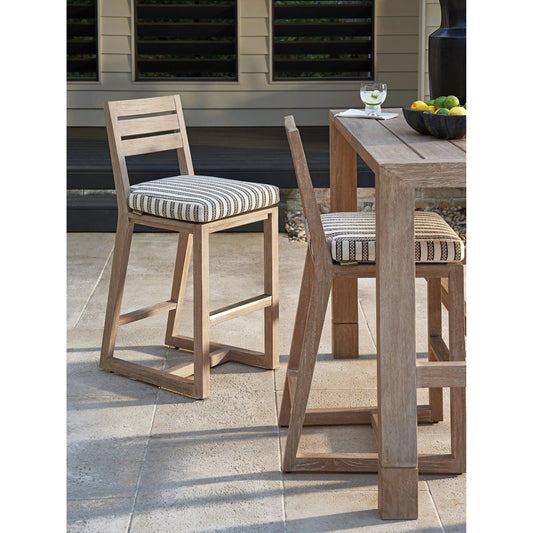 Stillwater Cove Bar Stool by Tommy Bahama Outdoor in light taupe, ivory cerusing. Made from unique in a cottage & farmhouse style.