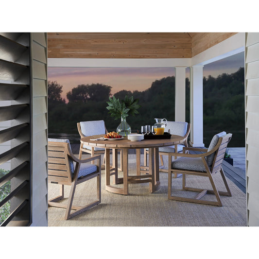 Stillwater Cove Round Dining Table by Tommy Bahama Outdoor in light taupe, ivory cerusing. Made from unique in a modern style.