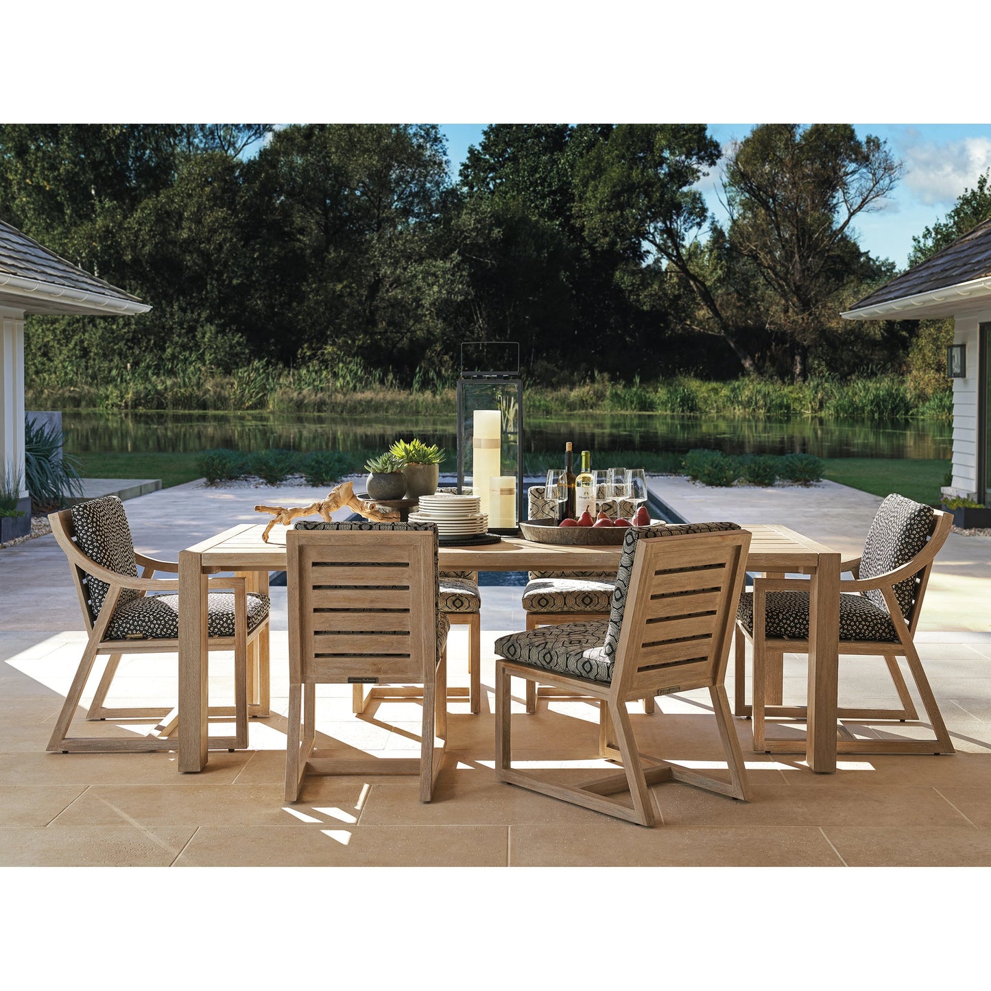 003 SI-2013304 | Lifestyle | Stillwater Cove Rectangular Dining Table by Tommy Bahama Outdoor in light taupe, ivory cerusing. Made from unique in a modern style.