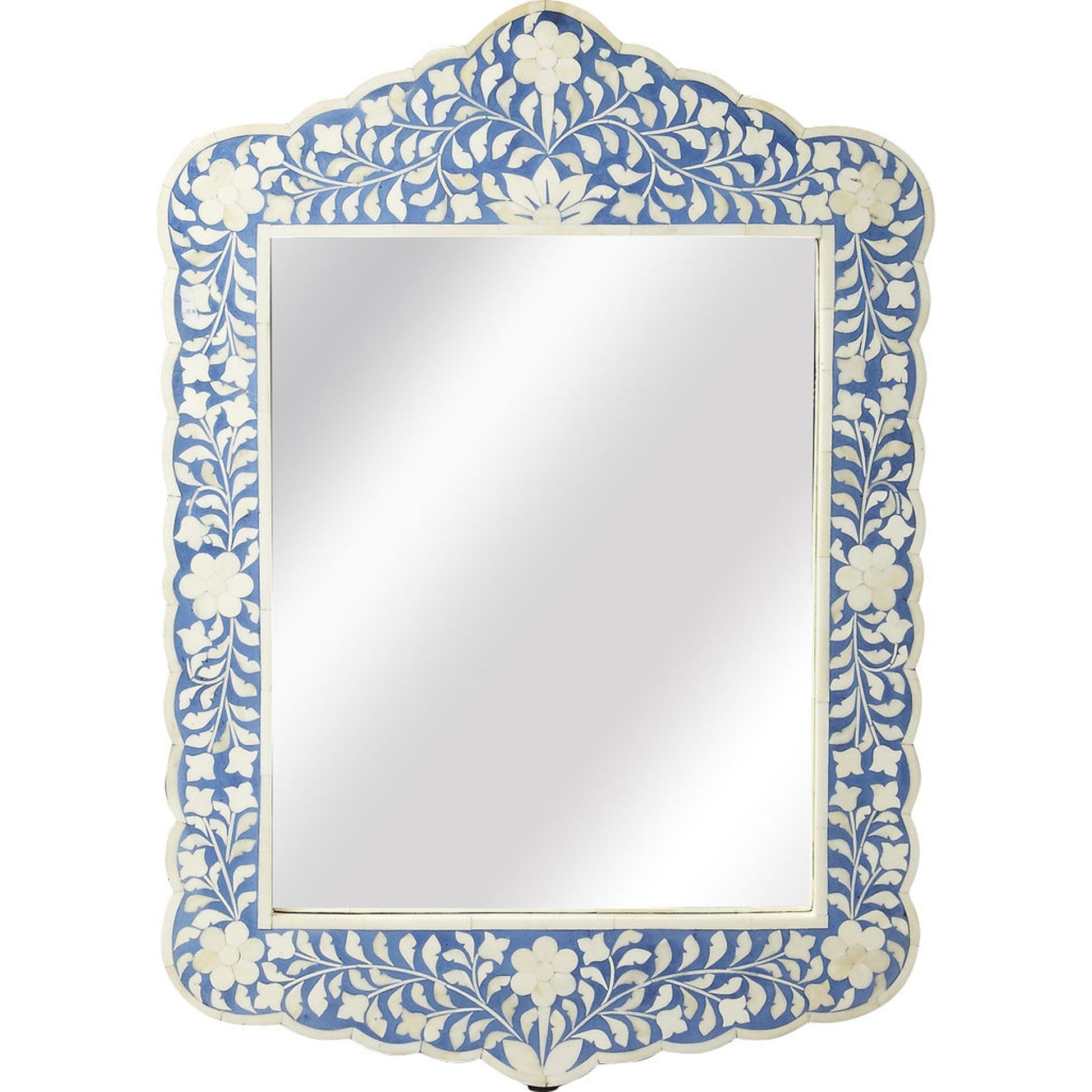 Vivienne Blue Wall Mirror by Butler Specialty Company in blue and blue bone inlay. Made from select wood solids, mdf, resin, bone inlay in a modern style.