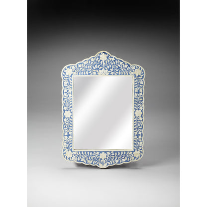 Vivienne Blue Wall Mirror by Butler Specialty Company in blue and blue bone inlay. Made from select wood solids, mdf, resin, bone inlay in a modern style.