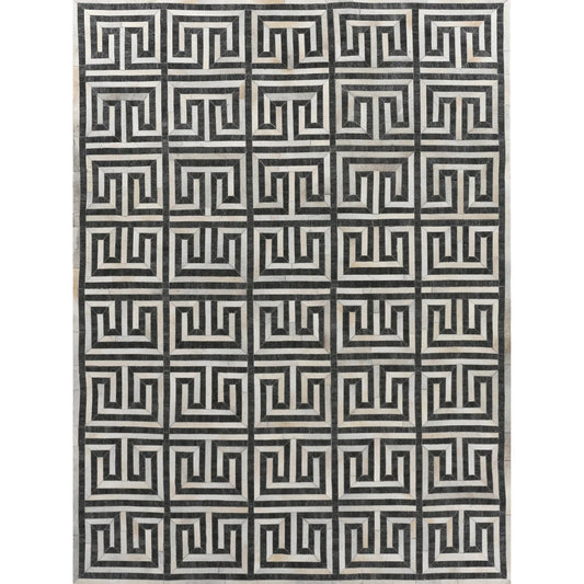 Berlin 3455 Rug by Exquisite Rugs in charcoal, ivory. Made from leather, viscose in a unique style.