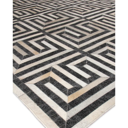 Berlin Pattern Rug by Exquisite Rugs in charcoal, ivory. Made from leather, viscose in a unique style.