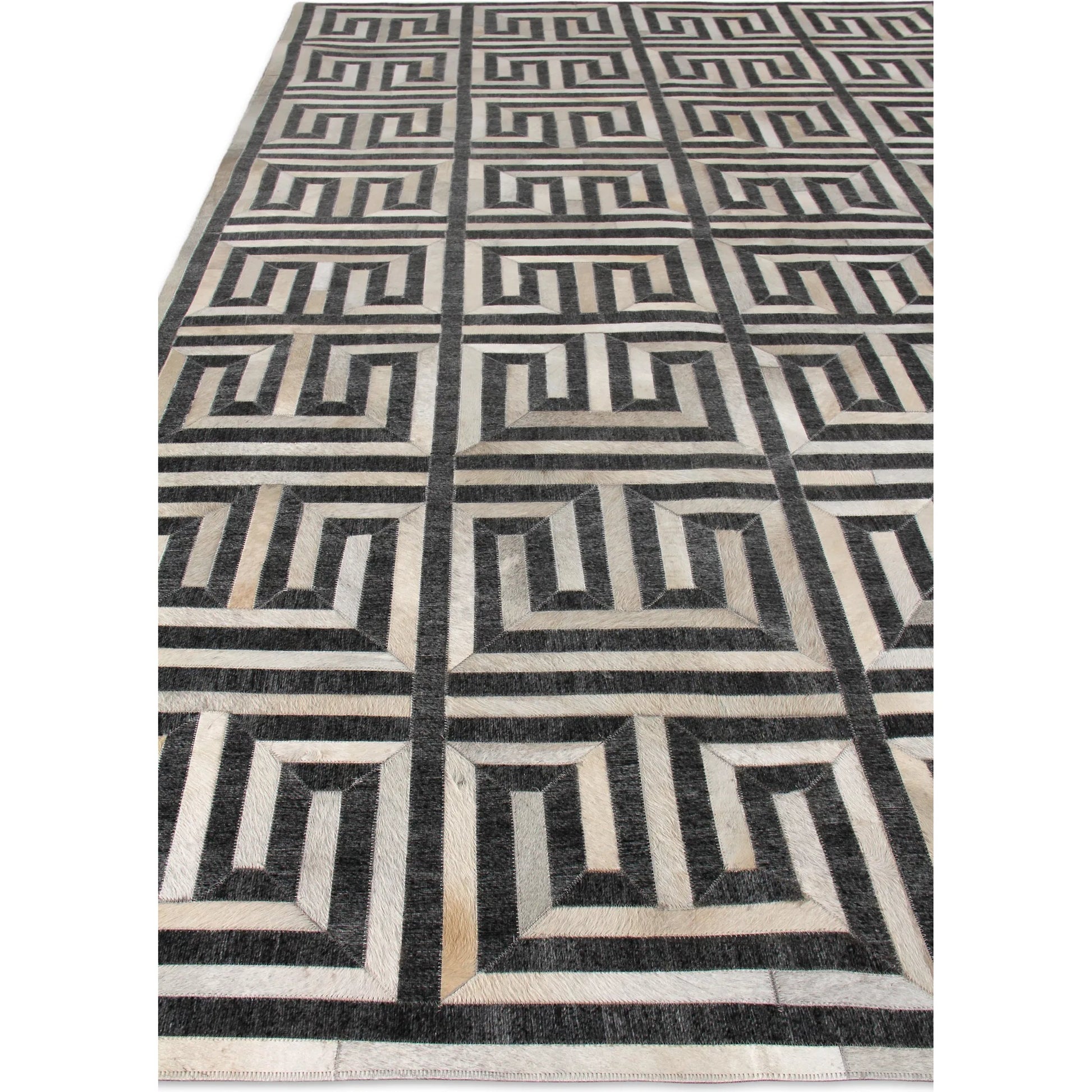 Berlin Pattern Rug by Exquisite Rugs in charcoal, ivory. Made from leather, viscose in a unique style.