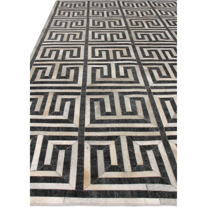 Berlin Pattern Rug by Exquisite Rugs in charcoal, ivory. Made from leather, viscose in a unique style.