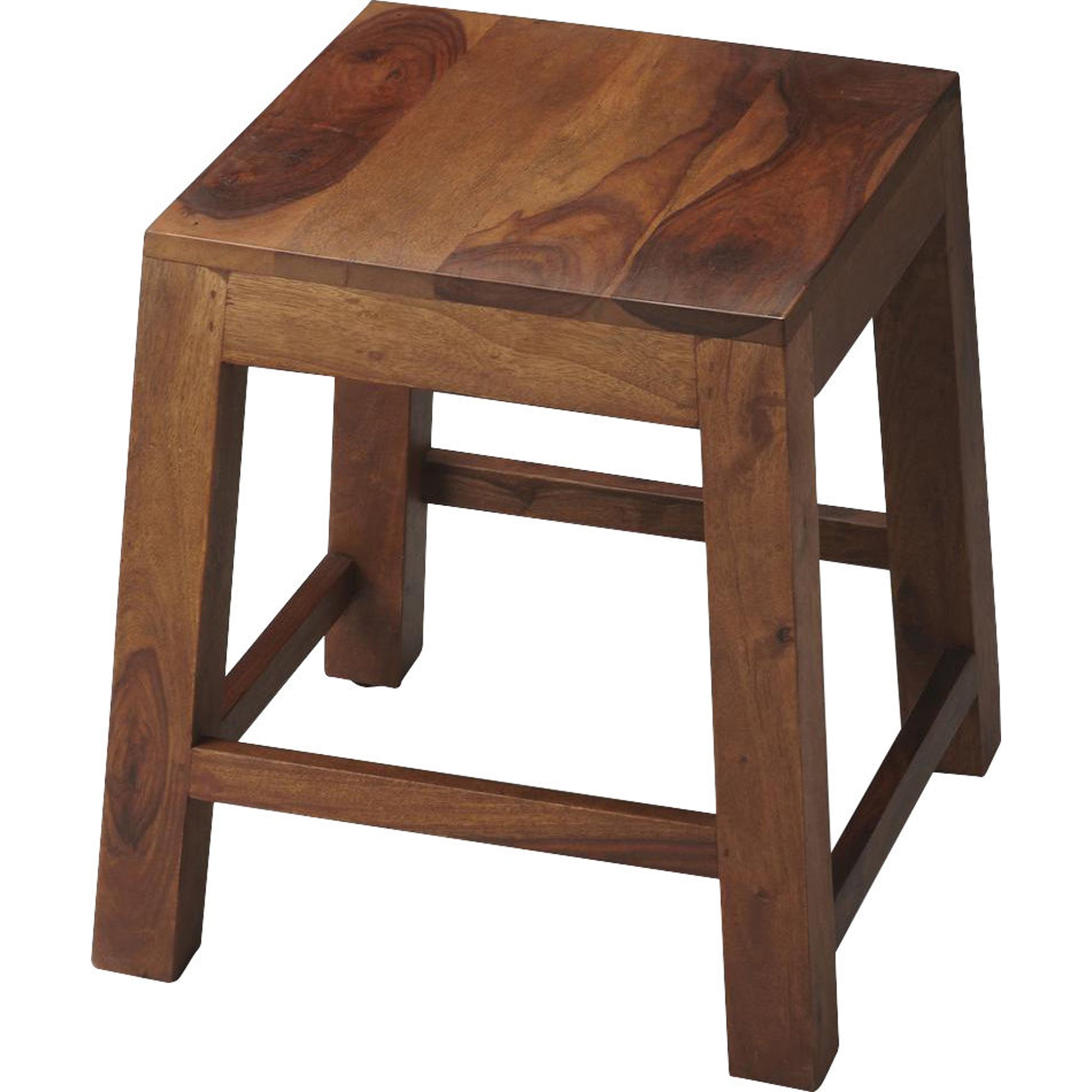 Hewett Solid Wood Stool by Butler Specialty Company in light brown and butler loft. Made from sheesham wood solids in a modern style.