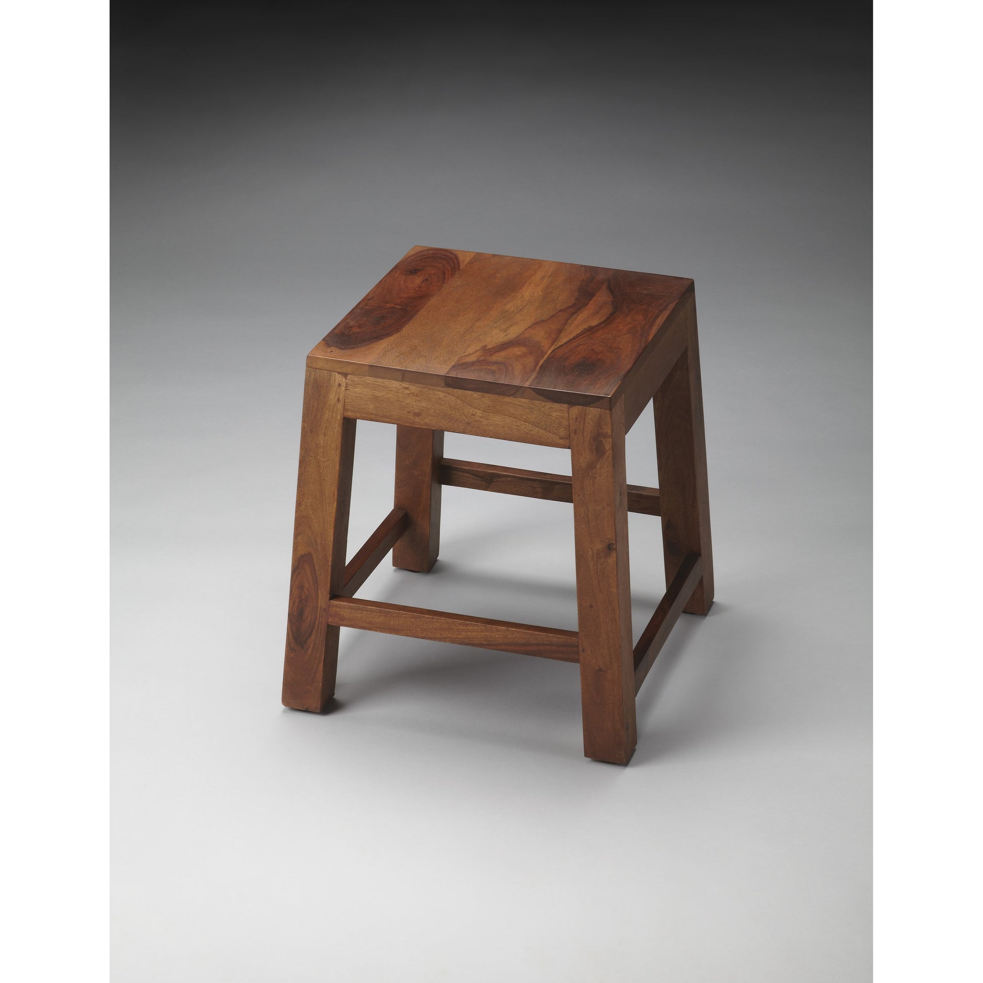 Hewett Solid Wood Stool by Butler Specialty Company in light brown and butler loft. Made from sheesham wood solids in a modern style.