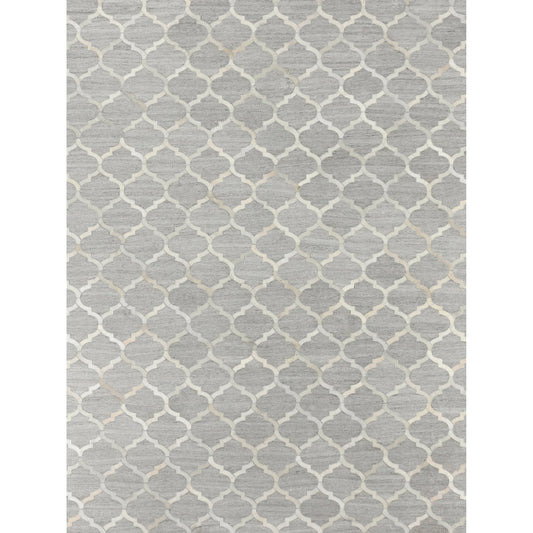 Berlin 3457 Rug by Exquisite Rugs in silver, ivory. Made from leather, viscose in a unique style.