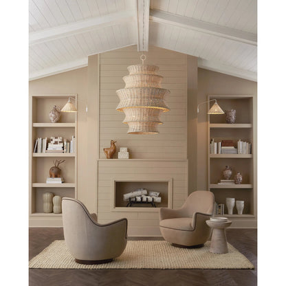 Basket Swing-Arm Wall Sconce by Currey and Company in gesso white, bleached white. Made from wrought iron, arurog in a cottage & farmhouse style.