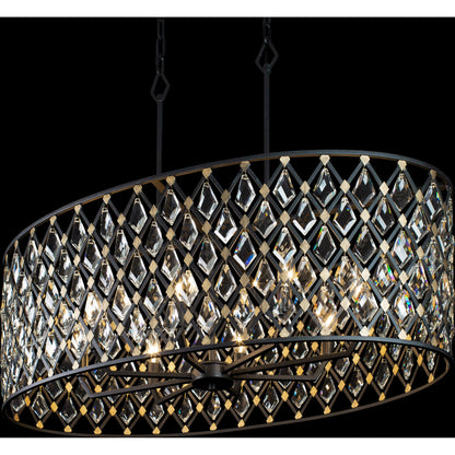 Windsor Crystal Oval Linear Pendant by Varaluz in carbon, havana gold. Made from heirloom-quality optic crystal in a transitional style.