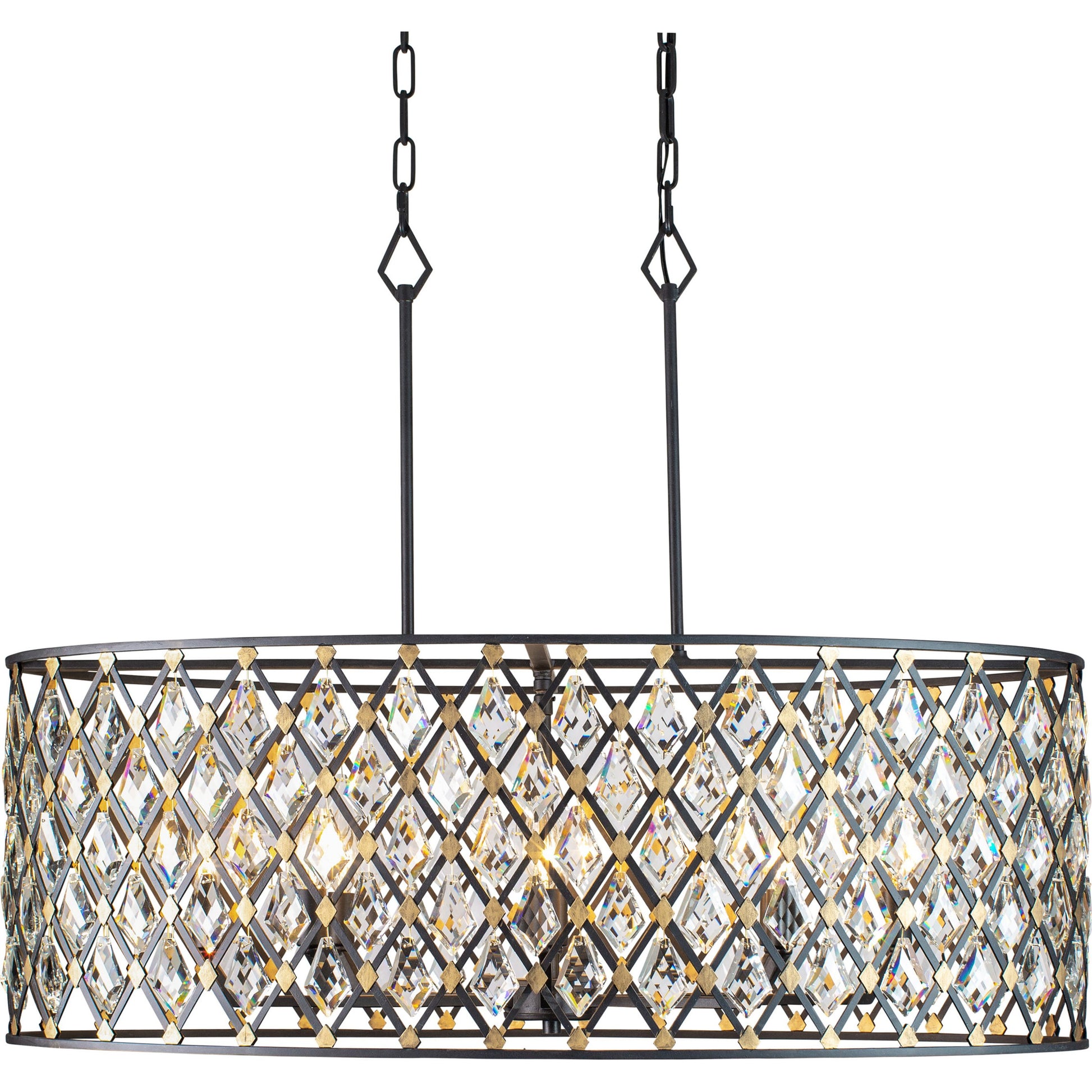Windsor Crystal Oval Linear Pendant by Varaluz in carbon, havana gold. Made from heirloom-quality optic crystal in a transitional style.