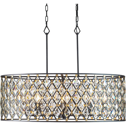 Windsor Crystal Oval Linear Pendant by Varaluz in carbon, havana gold. Made from heirloom-quality optic crystal in a transitional style.