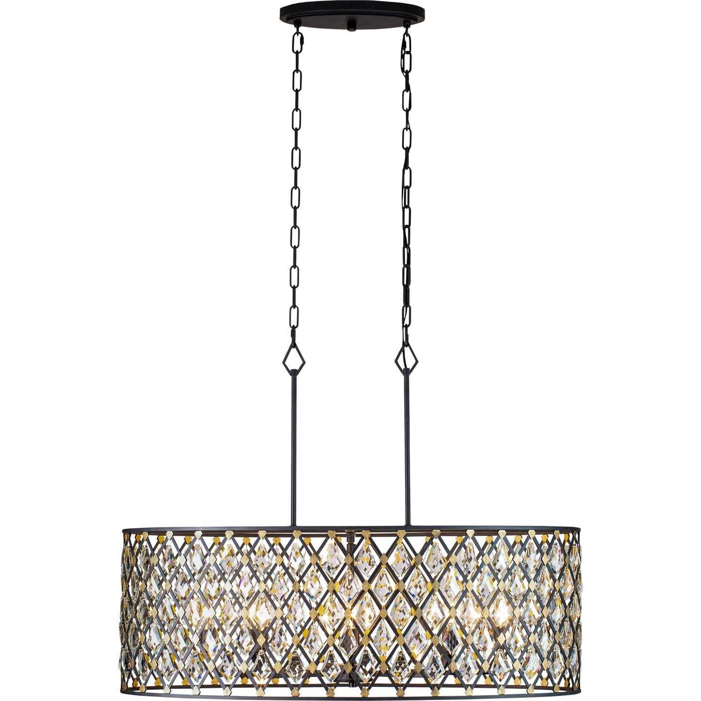 002 SR-818319 | Additional Silo | Windsor Crystal Oval Linear Pendant by Varaluz in carbon, havana gold. Made from heirloom-quality optic crystal in a transitional style.
