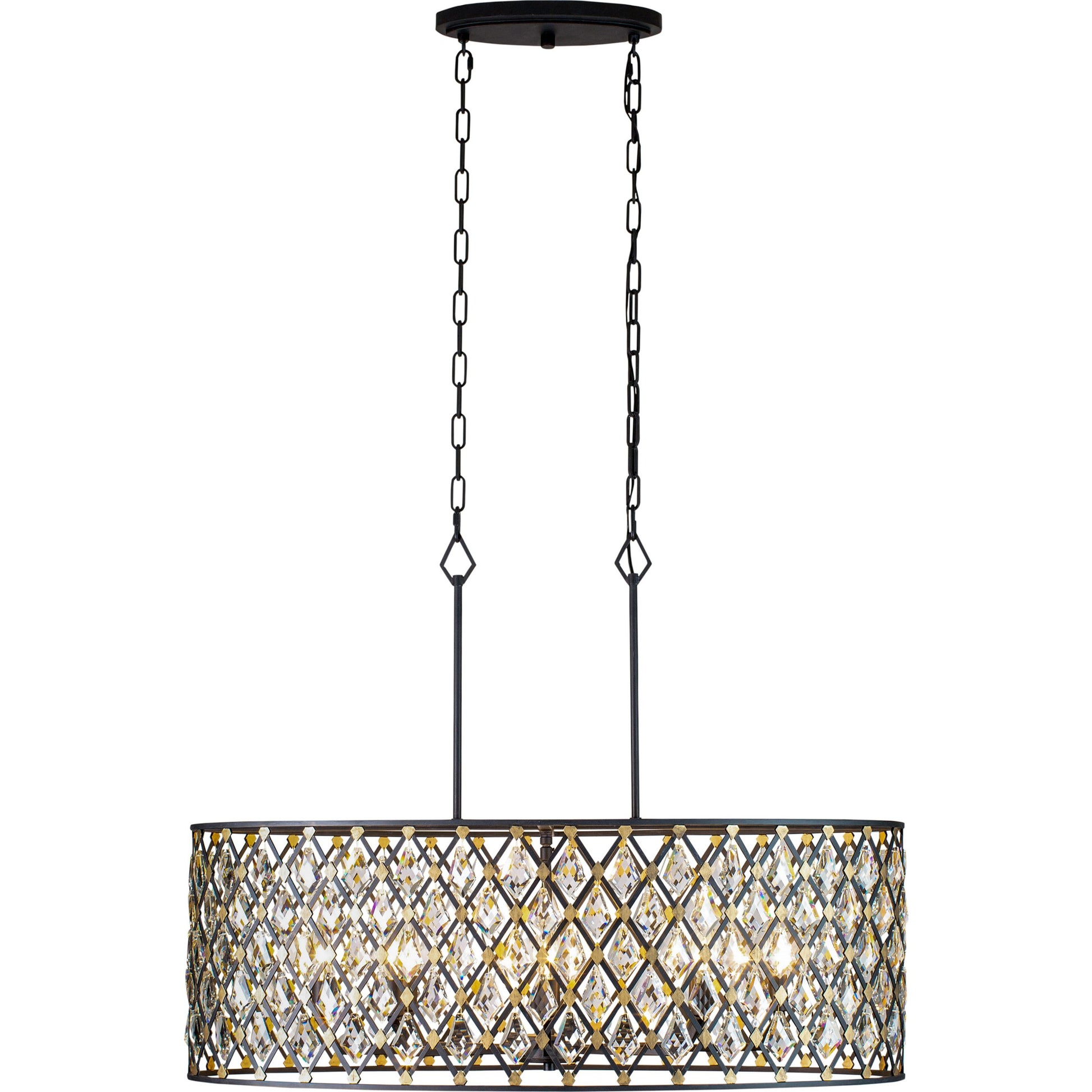 Windsor Crystal Oval Linear Pendant by Varaluz in carbon, havana gold. Made from heirloom-quality optic crystal in a transitional style.