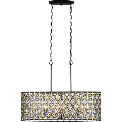 Windsor Crystal Oval Linear Pendant by Varaluz in carbon, havana gold. Made from heirloom-quality optic crystal in a transitional style.