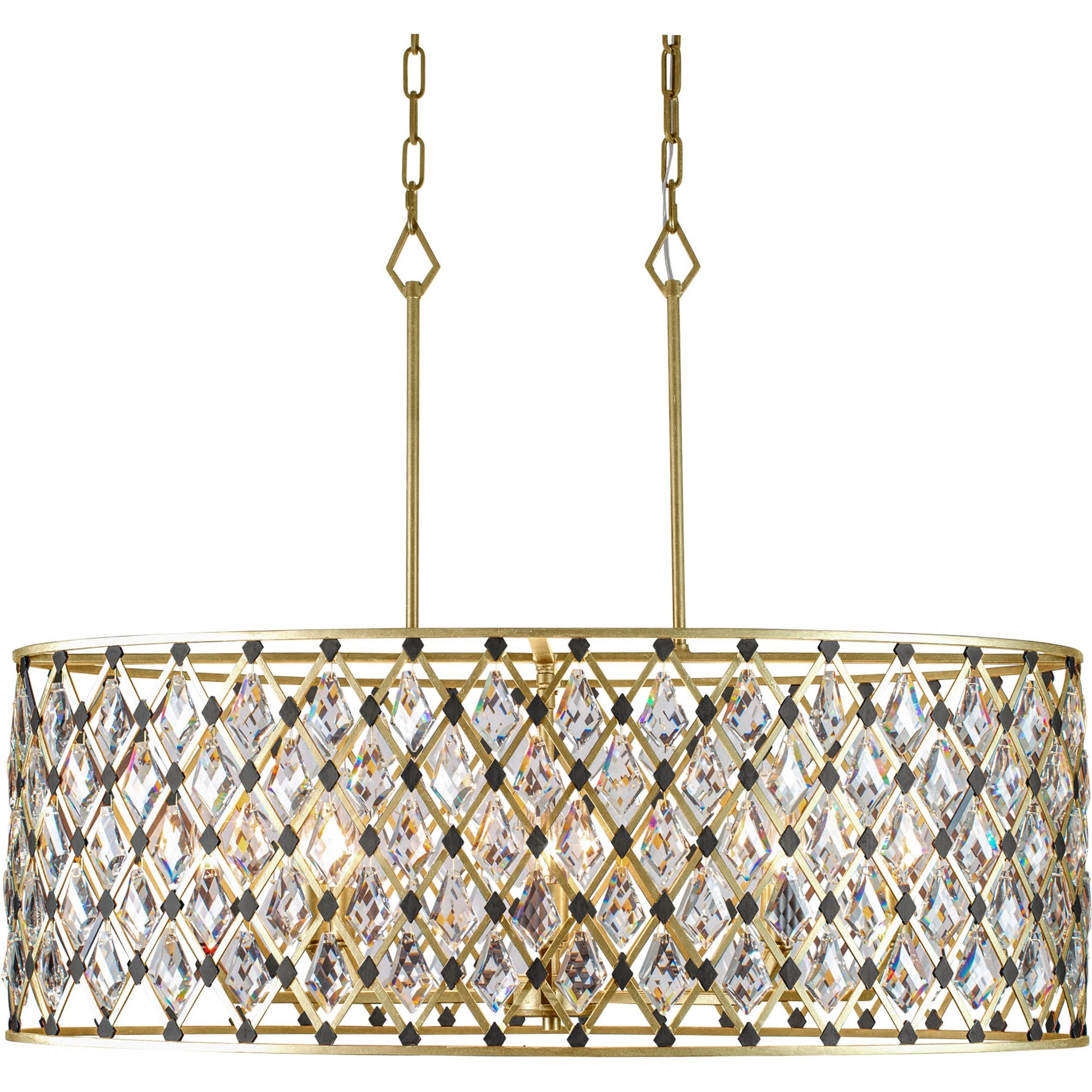 Windsor Oval Crystal Linear Pendant by Varaluz in french gold/matte black. Made from unique in a modern style.