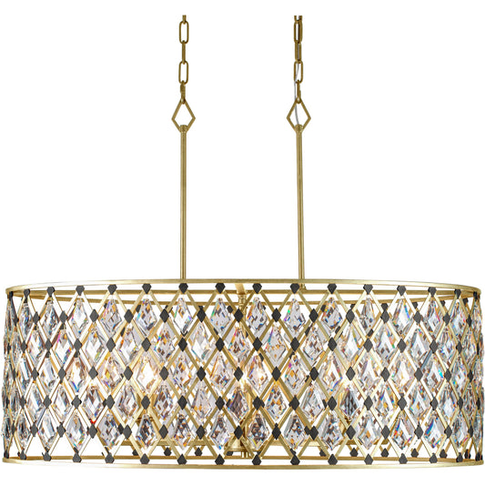 Windsor Oval Crystal Linear Pendant by Varaluz in french gold/matte black. Made from unique in a modern style.