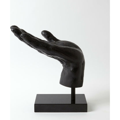 Open Hand Sculpture by Global Views in bronze. Made from cast iron in a eclectic & global style.