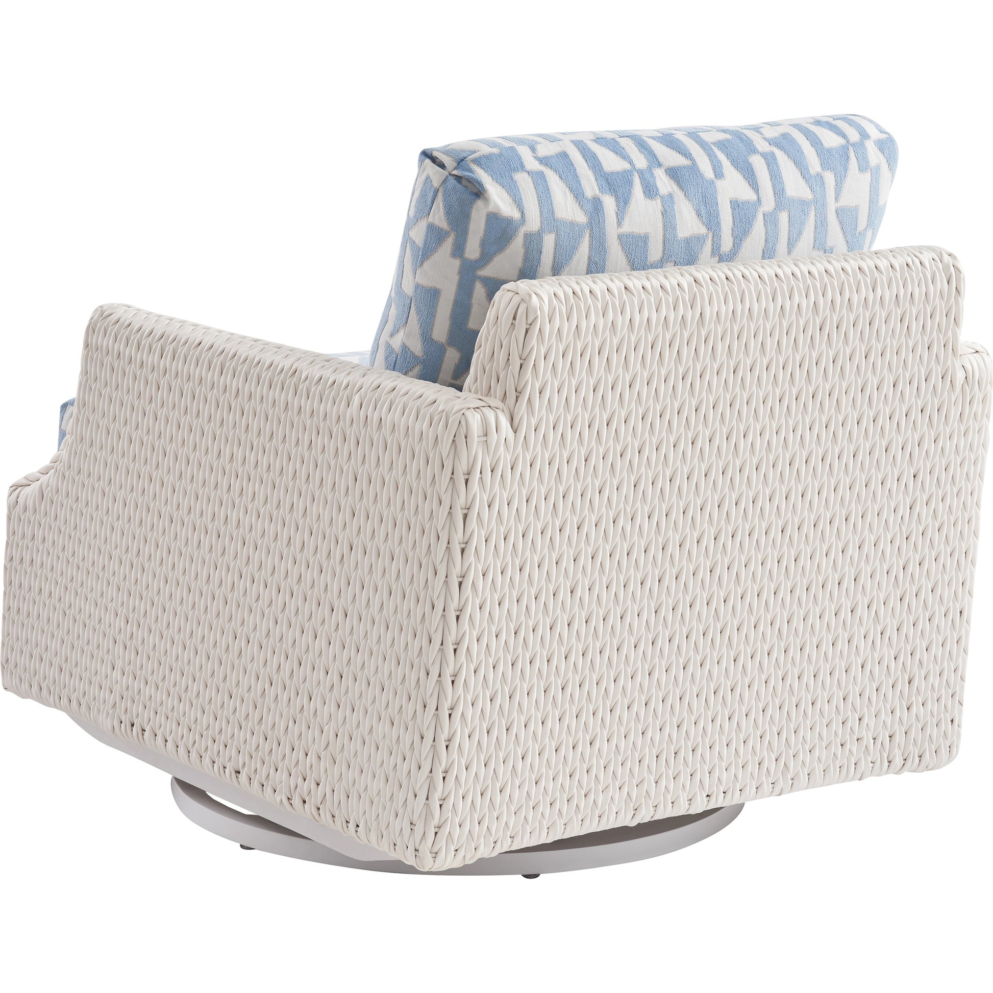 Ocean Breeze Promenade Swivel Glider Lounge Chair by Tommy Bahama Outdoor in pearl white. Made from unique in a coastal style.
