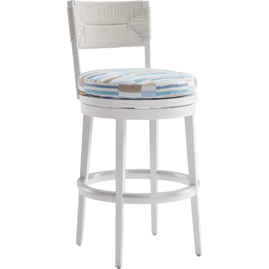 001 SI-2013318 | Additional Silo | Ocean Breeze Promenade Swivel Bar Stool by Tommy Bahama Outdoor in pearl white. Made from unique in a coastal style.