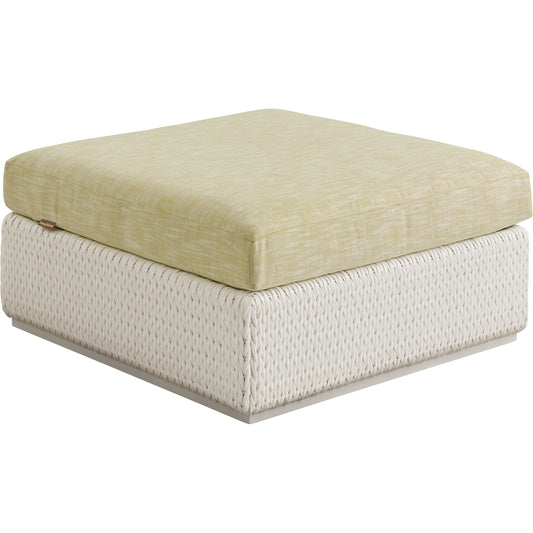 Ocean Breeze Promenade Ottoman by Tommy Bahama Outdoor in pearl white. Made from unique in a coastal style.